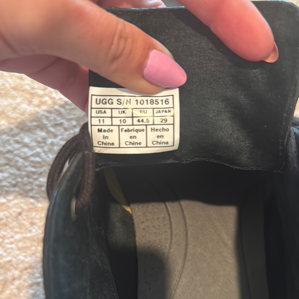 UGG Classic Black Leather Men's Shoes - Picture 2 of 10